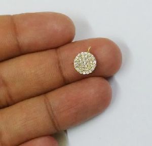 Beautiful Round Shape Gold Plated 9mm Pave CZ Set Charm Pendant