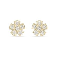 Flower Design White CZ Stud Earring