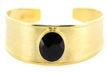 Gold Plated Black Onyx Gemstone Bracelet