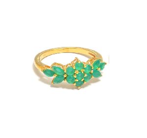 Gold Plated Green Onyx Gemstone Ring
