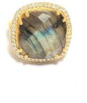 Gold Plated Labradorite Pave Ring