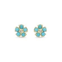 Gold Vermeil Round Turquoise Stud Earring