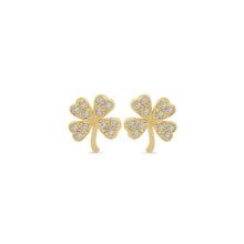 Leaf Design CZ Set Stud Earring