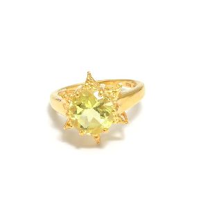 Lemon Quartz Round Cut Gemstone Ring