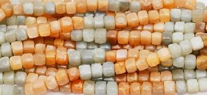 Multi Moonstone 6-7mm Faceted Square Bead 8 Inch Long Strand