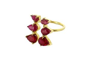 Red Ruby Gold Vermeil Prong Set Adjustable Size Ring