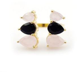 Rose Quartz And Black Onyx Rings