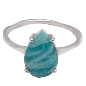 Sterling Silver Amazonite Silver Plated Gemstone Rings