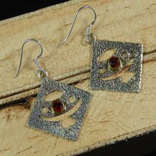 red garnet gemstone earring