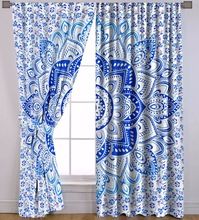 blue ombre mandala window curtain
