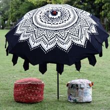 mandala beach cotton parasol steel pole