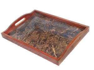 Wooden Serving Tray with Aluminium Base, A Perfect Gift Item.