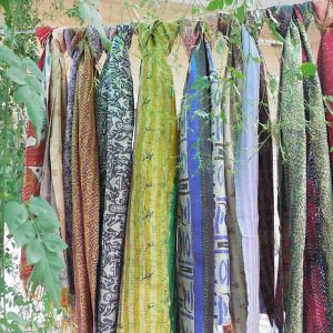 Designer Reversible Silk Sari Stole