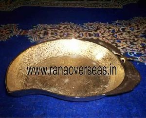 Brass Gold Plated Dry Fruit Tray in Mango Shape
