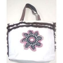 fabric leather handbag