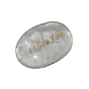 Crystal Quartz I Love You Engraved Stone