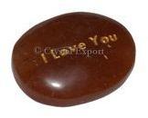 Peach Aventurine I Love You Engraved Stone