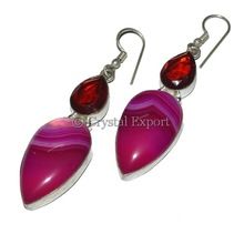 Pink Agate Drop earring