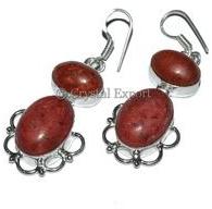 Red Gemstone With Design Earring