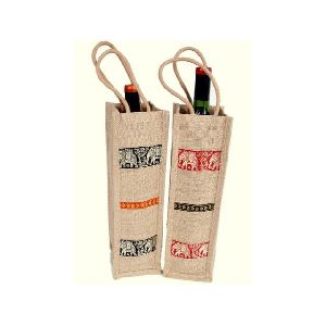 Printed Jute Wine Bottle Bag/ Hot Jute Wine Bag