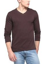 V-Neck Full Sleeve Brown T-shirt