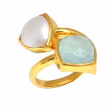 aqua chalcedony gold plated ring