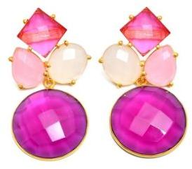 pink tourmaline gold plated earring