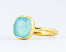 silver green onyx round gold plated ring