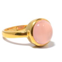 Sterling silver pink chalcedony gold plated ring