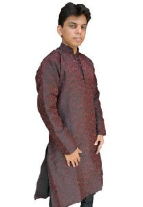 Ethnic Wine Red with Black Pyjama kurta set