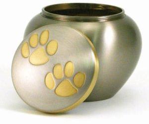 Brass pet urn two paws