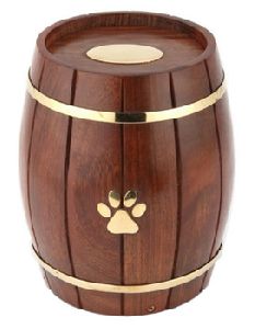 Custom Paw Print Wood Barrel Pet Urn