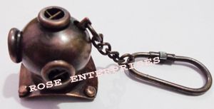 Copper Antique Diving Helmet Key Chain