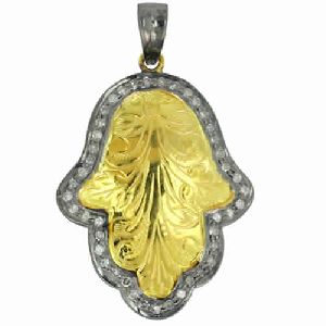 14K GOLD HAMSA HAND PENDANT