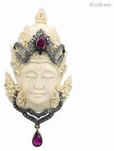 DIAMOND BONE CARVED BUDDHA PENDANT