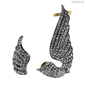 PAVE SET DIAMOND ANGEL WINGS EAR CUFFS