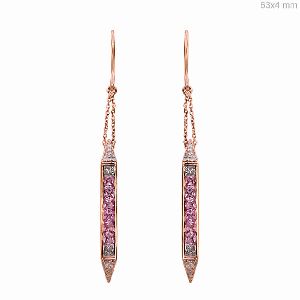 PINK SAPPHIRE GEMSTONE DIAMOND EARRINGS