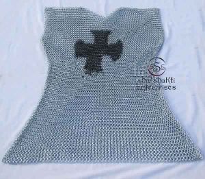 Medieval Templar Cross Chain Mail Half Shirt