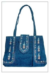 Denim Embroidery Shopping bag