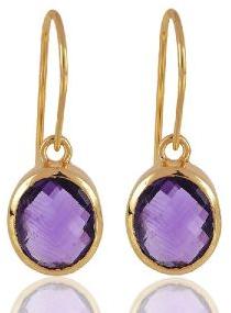 1 Micron gold plated 925 sterling silver base metal and Amethyst dangle earrings