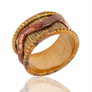 18K Gold Plated Copper and Brass Textured Spinner Ring