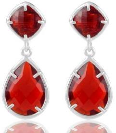 925 Sterling Silver Red Stone Earring