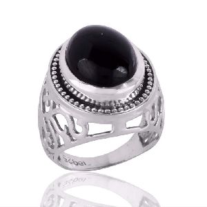 Black Onyx and 925 Silver Mens Ring Black Mens Rings