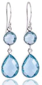 Blue Toapz Gemstone 925 Sterling Silver Dangling Earring