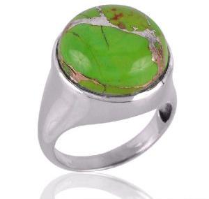 Green Copper Turquoise Gemstone 925 Sterling Silver Ring