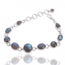 Labradorite Gemstone Sterling Silver Bracelet