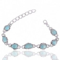 Larimar Gemstone 925 Sterling Silver Bracelet