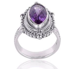 Natural Amethyst Gemstone 925 Sterling Silver Ring