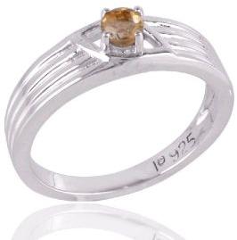 Natural Citrine Ring Sterling Silver Band Ring