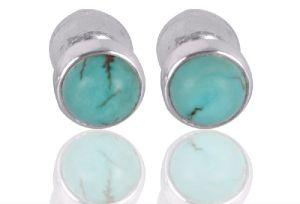 Natural Gemstone Tibetan Turquoise 925 Silver Earring